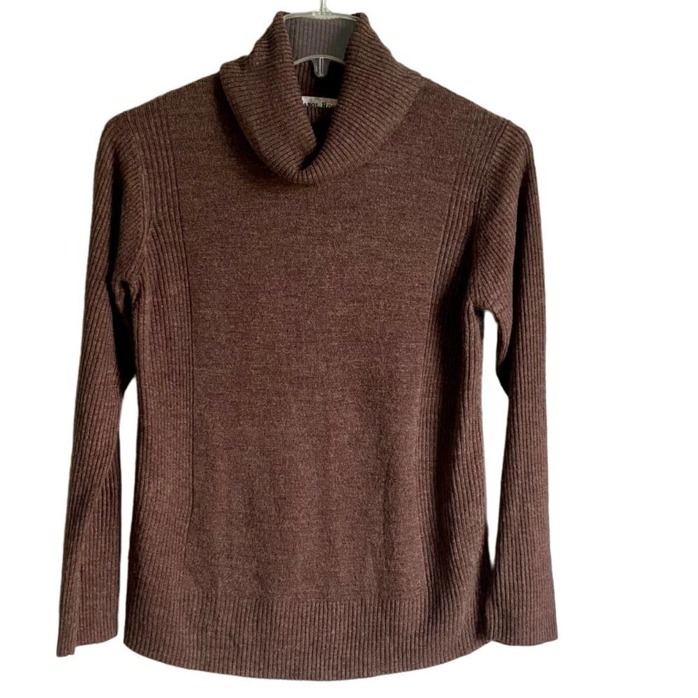 Carol Rose Brown Long Sleeve Cowl Neck Pull Over Sweater Medium
